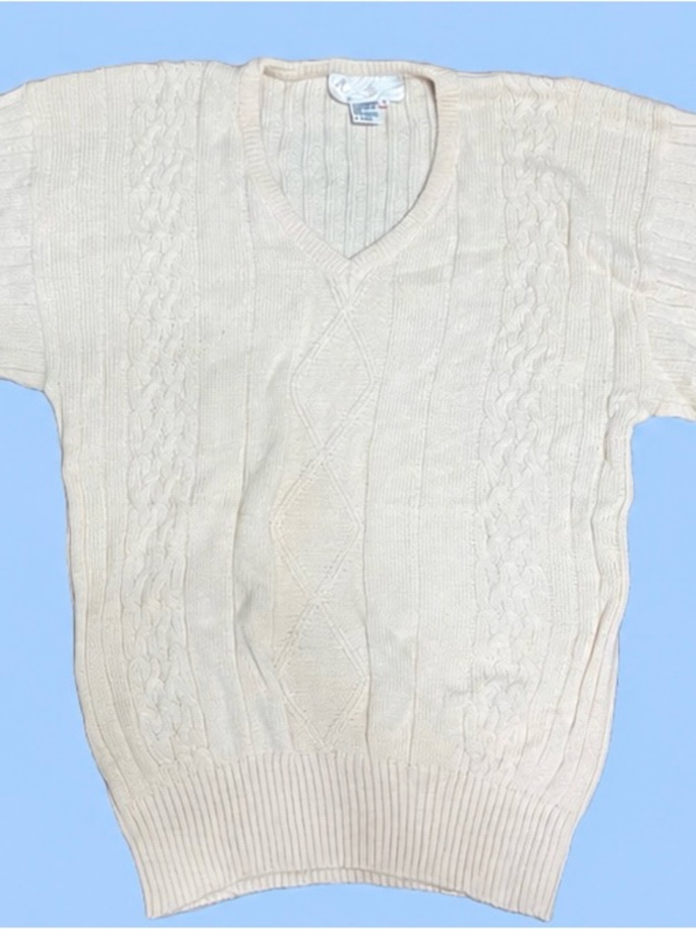 Vintage Lilly of California Cream Cable Knit Sweater Medium
